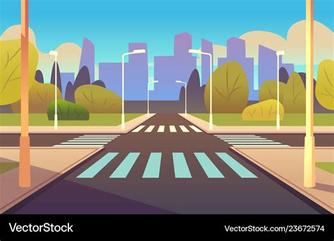 Cartoon crosswalks street road crossing highway Vector Image