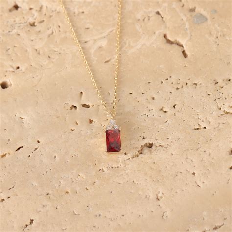 Ruby Necklace Ruby Pendant Red Stone Necklace Dainty Ruby - Etsy