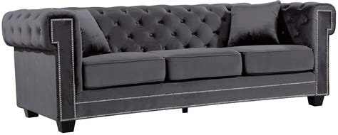 Grey Tufted Velvet Sofa Bowery 614Grey-S Meridian Contemporary Modern – buy online on NY ...