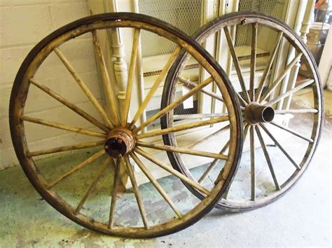 PAIR OF CART WHEELS, approx 120cm D. (2) (with faults)