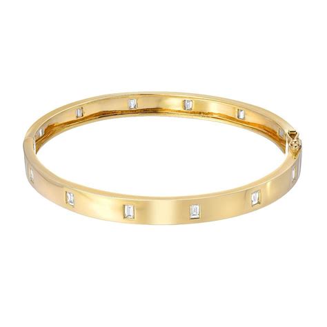 Classic High Polish Baguette Diamond Bangle in 2020 | Diamond bangle, Baguette diamond, Bangles