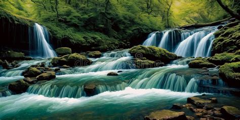 The Natural Wonder of Cascading Waterfalls, Tranquil Streams, Stock Image - Image of falls ...