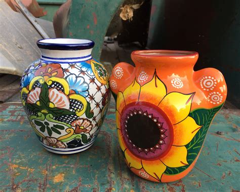 Medium Small Vintage Talavera Vase Majolica Ceramics, Mexican Pottery, Southwestern Decor