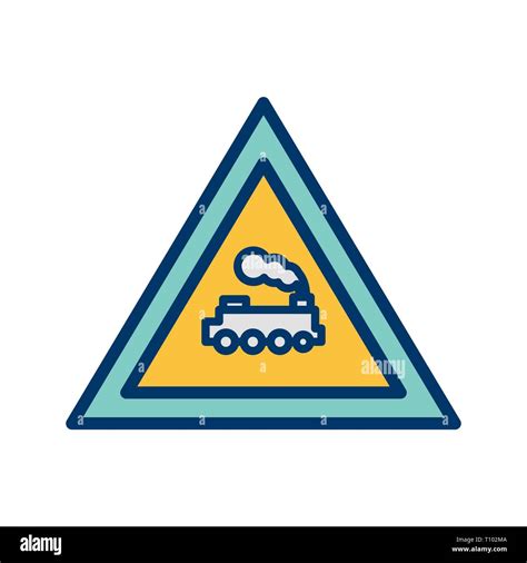 Illustration Level crossing Train Road Sign Icon Stock Photo - Alamy