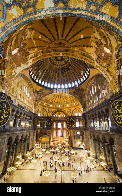 The Hagia Sophia interior architecture, famous Byzantine landmark and world wonder in Istanbul ...