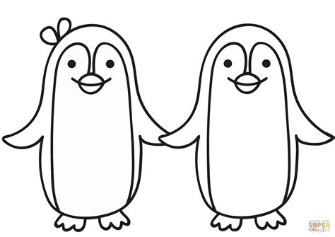 Penguin Couple coloring page | Free Printable Coloring Pages