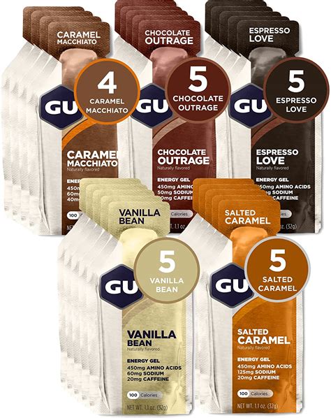 GU Energy Assorted Indulgent Flavors Vegan Energy Gels, 24-Count