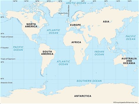 Map Of Continents Oceans And Seas