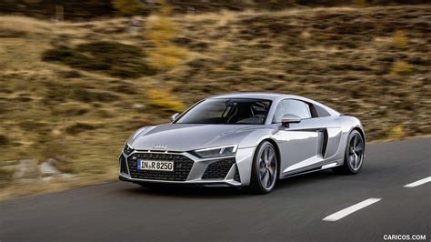 2020 Audi R8 V10 RWD Coupe (Color: Florett Silver) | Front Three-Quarter