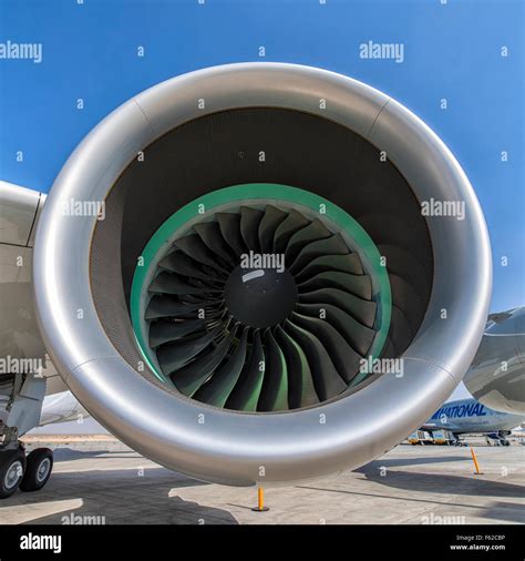 Rolls-Royce Trent 900 Engine on Airbus A380 at Dubai Air Show 2015 in Dubai, UAE Stock Photo - Alamy