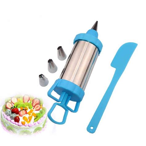 Stainless Steel Cake Nozzles Icing Syringe Mold Cake Decorating Piping Cream Syringe Tips Set ...