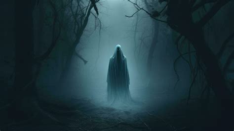 AI generated Scary Ghost in the Spooky Jungle at Dark Night Background 36393152 Stock Photo at ...