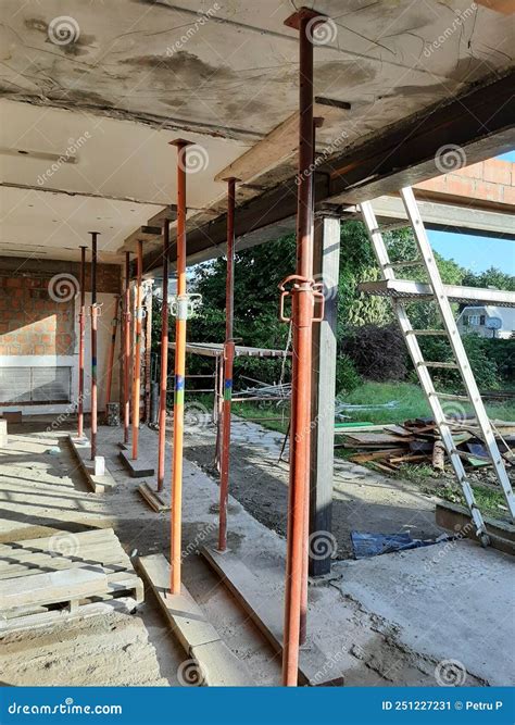 Installation of Iron Beams in the House Construction Stock Image ...