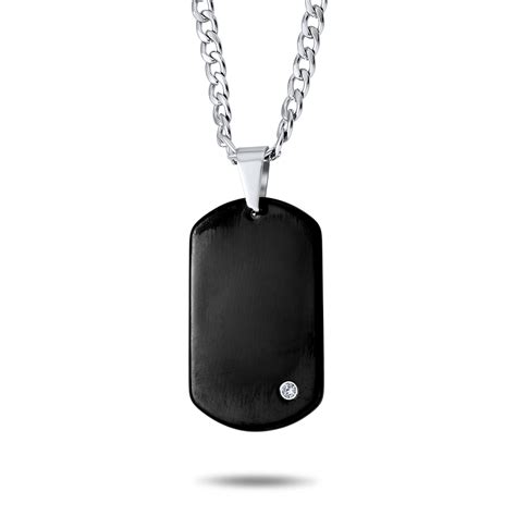 Bling Jewelry - Personalized Simple Basic Mens Engravable Black Dog Tag ...