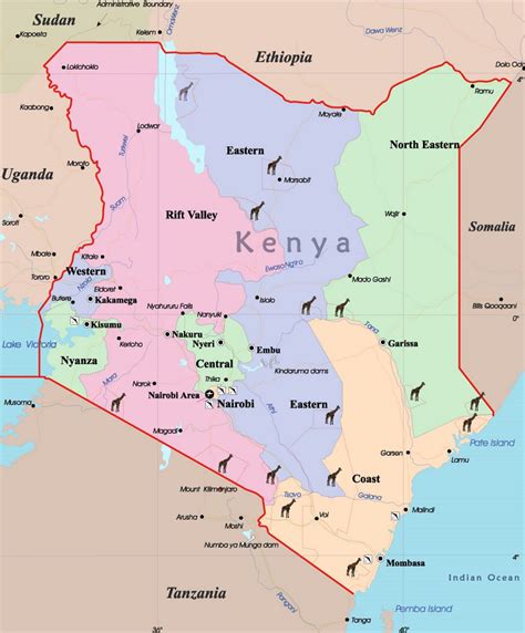 Detailed map of Kenya | Kenya | Africa | Mapsland | Maps of the World