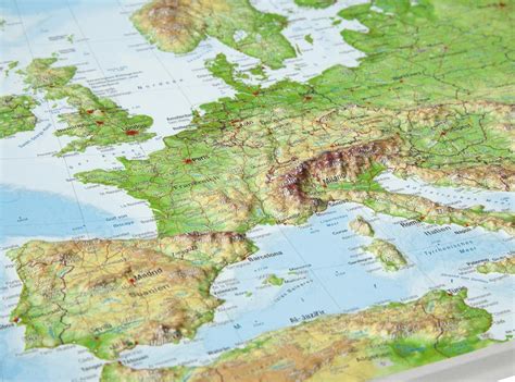 3D Raised Relief Map Europe small - georelief - Made in Germany