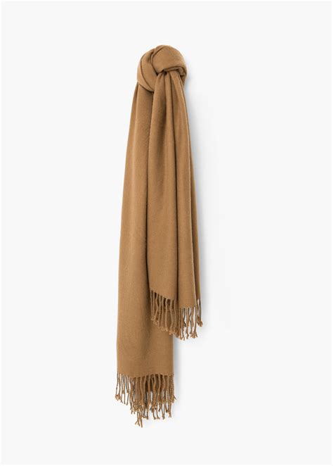 Mango Fringed Scarf in Khaki | Lyst