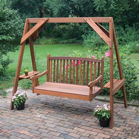 Swing for backyard with side tables | Garden swing seat, Porch swing frame, Backyard seating