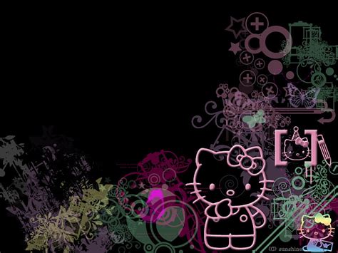 Hello Kitty on Black, hello kitty, hello kitty, hello kitty black, black, HD wallpaper | Peakpx