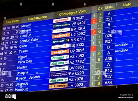 Airport information board showing arrivals and departures of flights Stock Photo, Royalty Free ...