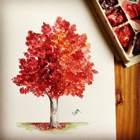 Watercolor State Tree of Rhode Island, Red Maple, Original Artwork, 8x10 Custom Personalized ...