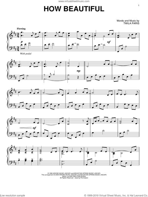 How Beautiful sheet music (intermediate) for piano solo (PDF)