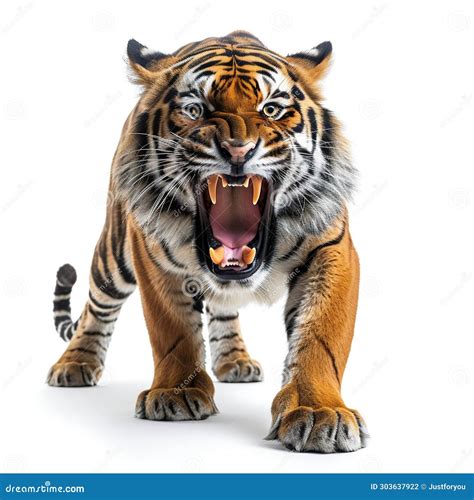 Fierce Bengal Tiger Roaring. Generative Ai Stock Illustration - Illustration of teeth, powerful ...