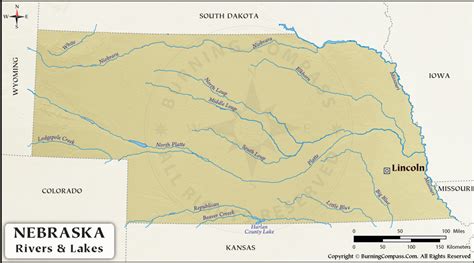 Nebraska River Map, Nebraska Rivers and Lakes