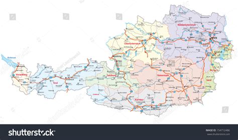 Austria Road Map Stock Vector 154712486 - Shutterstock