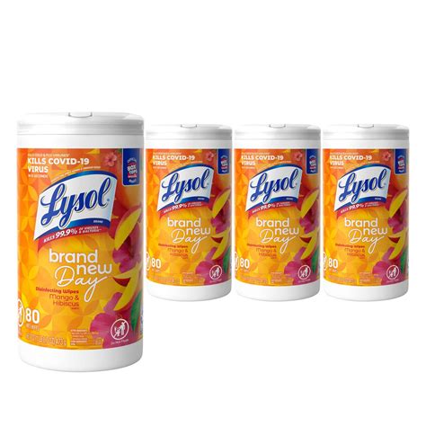 Lysol Mango & Hibiscus Disinfectant Wipes - 80 Count, Pack of 4 | Multi ...