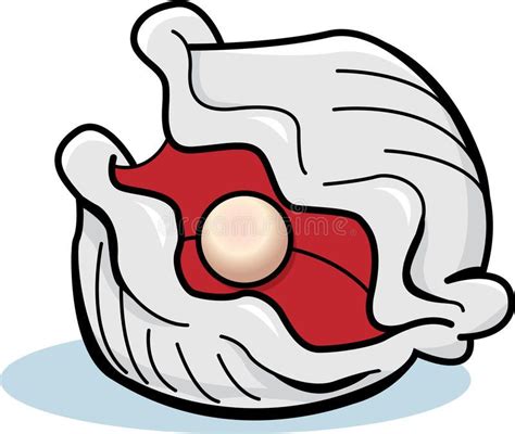 Oyster With a Pearl. Cartoon illustration of an oyster with a pearl , # ...