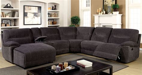 Karlee II Gray Reclining Sectional With Console by Furniture of America | 1StopBedrooms