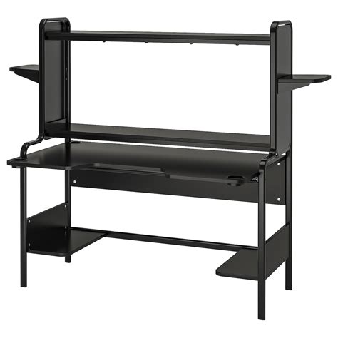 FREDDE gaming desk, black, 140/185x74x146 cm (551/8/727/8x291/8x571/2 ...