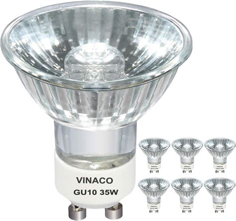 Vinaco GU10 Halogen 35W Bulbs, 6pcs GU10+C 120V 35W Halogen Light Bulbs ...