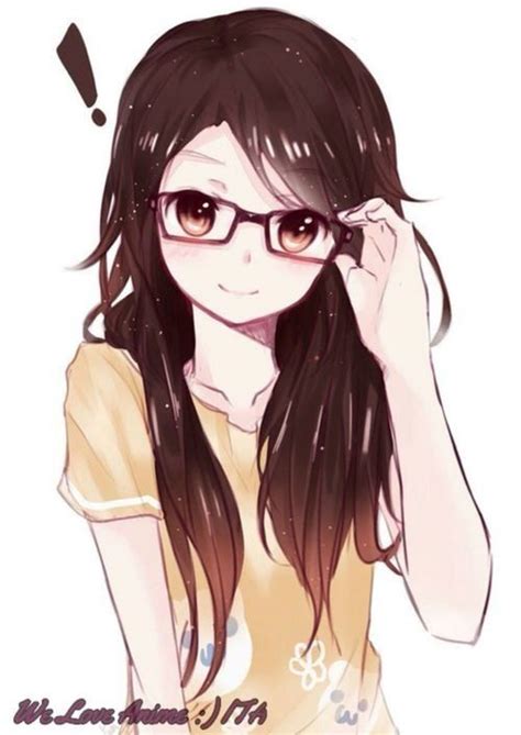 Anime girl with glasses, brown eyes, and brown hair. Manga Anime, Manga Girl, Anime Chibi, Anime ...