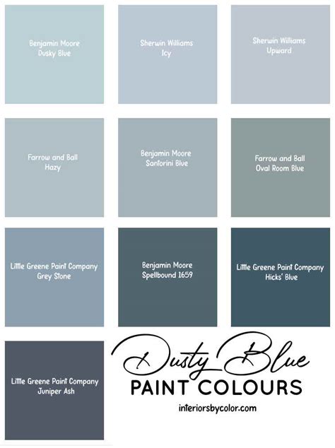 Dusty Blue Paint Colours - Interiors By Color