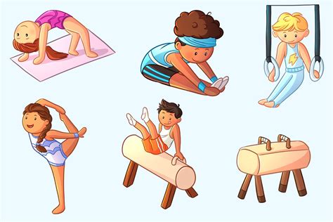 Gymnastics Kids Clip Art Collection (561888) | Illustrations | Design Bundles