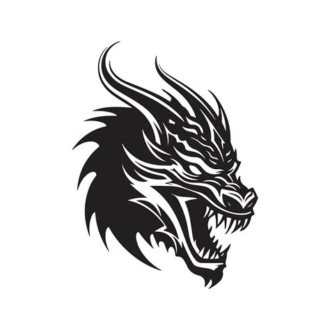 dragon, logo concept black and white color, hand drawn illustration 22208550 Vector Art at Vecteezy