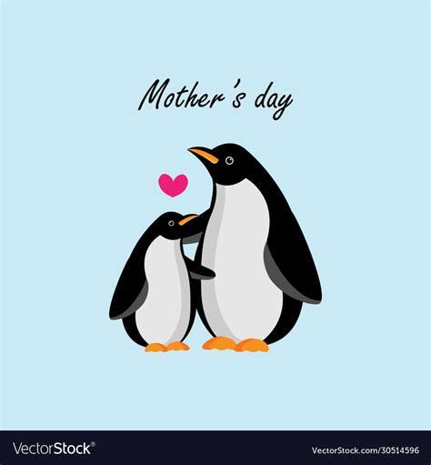 Mom and baby penguin cartoon Royalty Free Vector Image