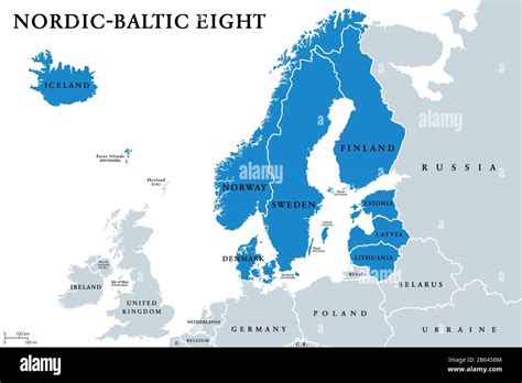 Nordic-Baltic Eight (NB8) member states political map. Regional co-operation of Denmark, Estonia ...