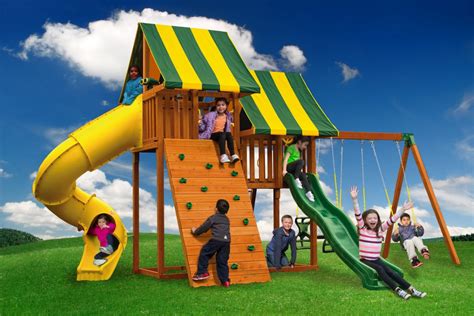 Multi-Deck Sky Swing Set | Playset With Sandbox & Step Ladder