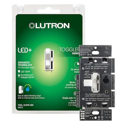 Lutron Toggler LED+ Dimmer Switch for Dimmable LED and Incandescent Bulbs, 150W LED/Single-Pole ...