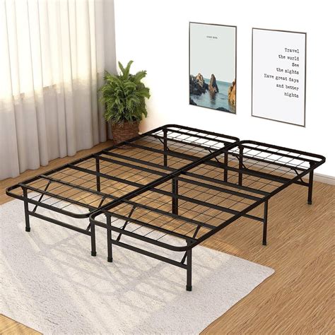 FDW Platform Bed Frame Queen Metal Base Mattress Foundation Heavy Duty Steel Replaces Box Spring ...