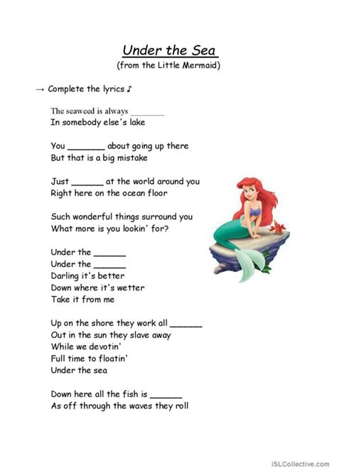 Little Mermaid - Under The Sea (Comp…: English ESL worksheets pdf & doc