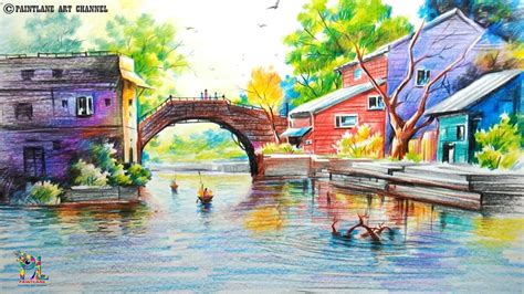 Landscape Realistic Colour Pencil Drawing / You can edit any of ...