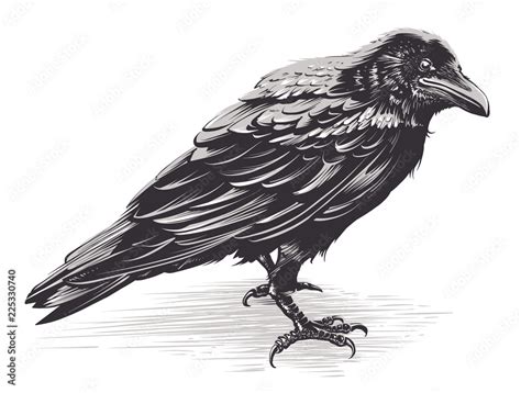 Vector Crow Art on White Stock Vector | Adobe Stock