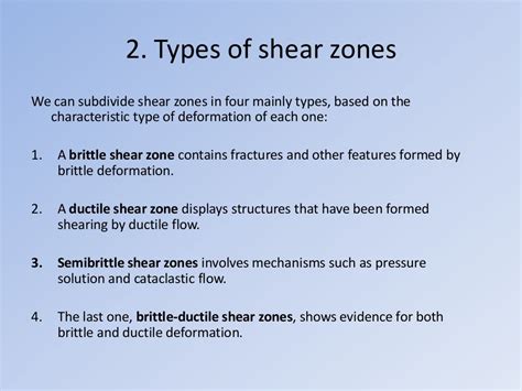 Shear zones.