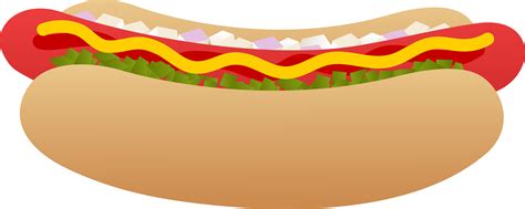 Hot Dog on a Bun - Free Clip Art