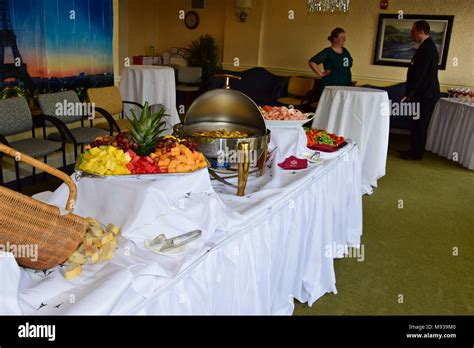 Banquet table setup for celebration Stock Photo - Alamy