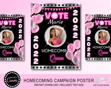 Homecoming Queen Poster Sign, Class Campaign, Class President, High School Homecoming, College ...